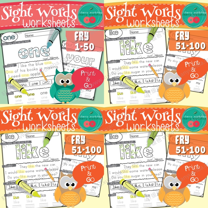 《Sight Words Writing》自然拼读高频词练习纸4册 PDF 百度网盘下载