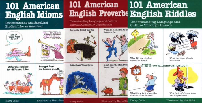 《美式谚语俗语谜语典故300例》3本有趣的英语学习书 PDF+MP3音频 百度云网盘下载
