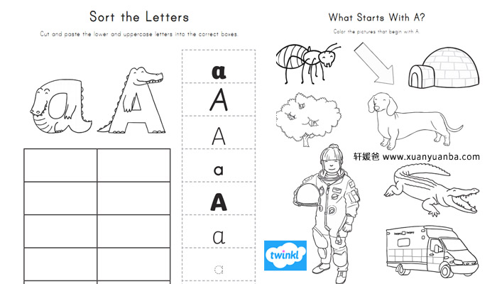 Twinkl 字母练习系列 A Z每个字母多套练习纸pdf百度云网盘下载 轩媛爸