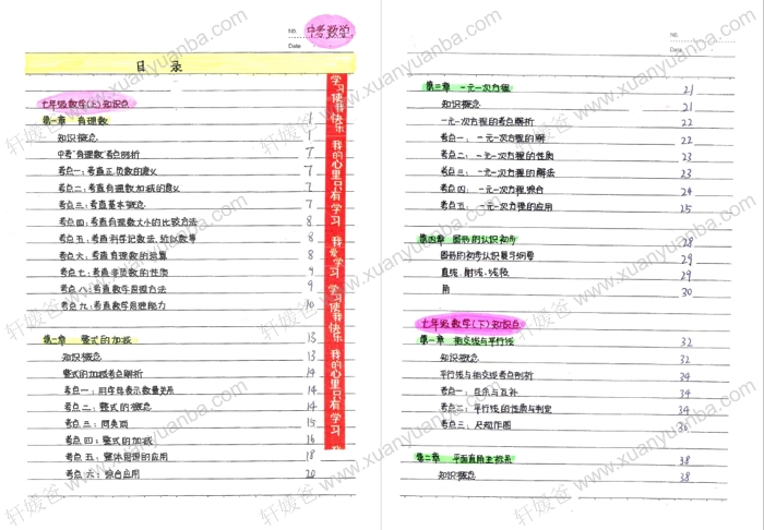 《初中中考全套学霸状元手写提分笔记大全》9科语文数学英语物理化学历史生物地理政治PDF 百度云网盘下载