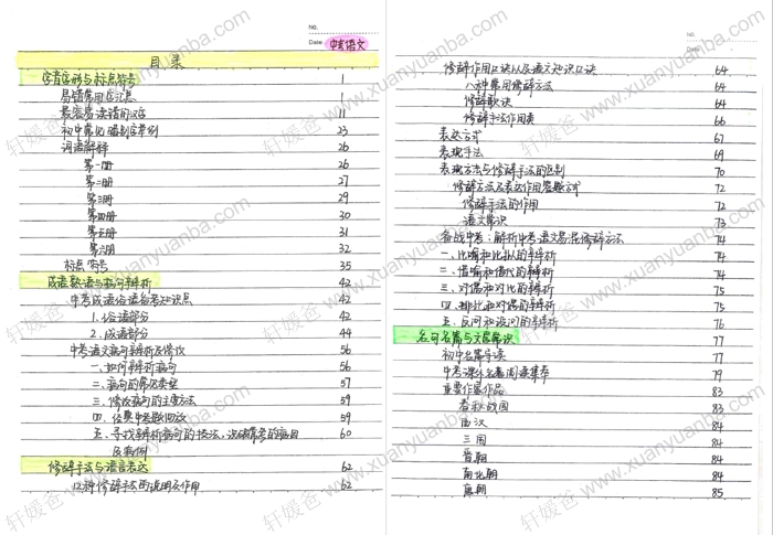 《初中中考全套学霸状元手写提分笔记大全》9科语文数学英语物理化学历史生物地理政治PDF 百度云网盘下载
