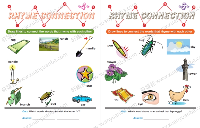 《Rhyme Connection》单词连线练习册 PDF格式 百度云网盘下载