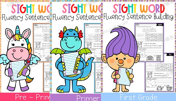 《Sight Word Fluency Sentence Scramble》3册高频词英语句子组合练习PDF 百度云网盘下载
