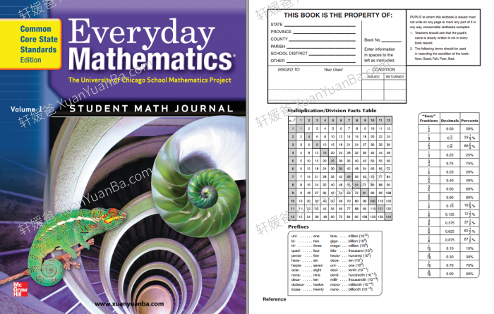 《Everyday Mathematics G1-G6》加州数学小学教材1-6含答案共12册PDF 百度云网盘下载