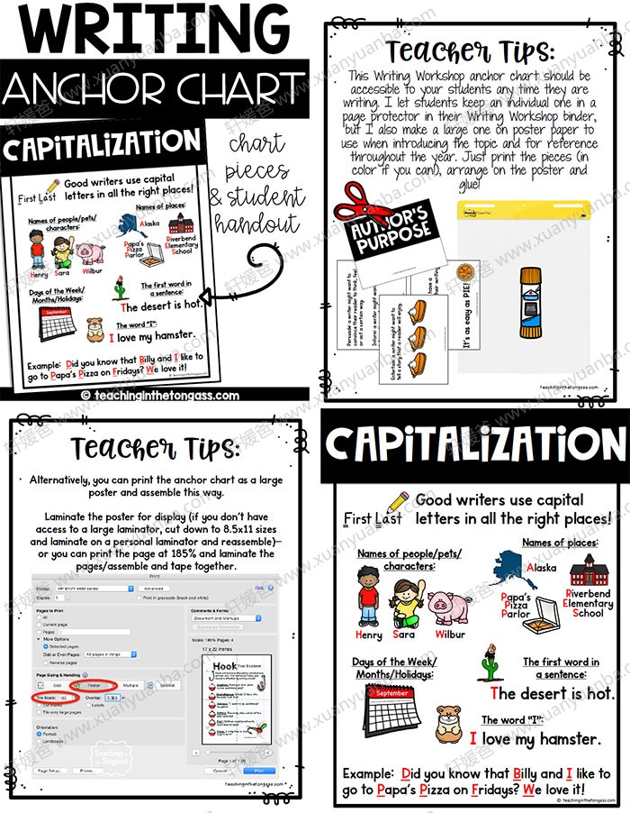 《Writing Anchor Chart BUNDLE EDITABLE》26个写作练习技巧资源包 PDF 百度云网盘下载