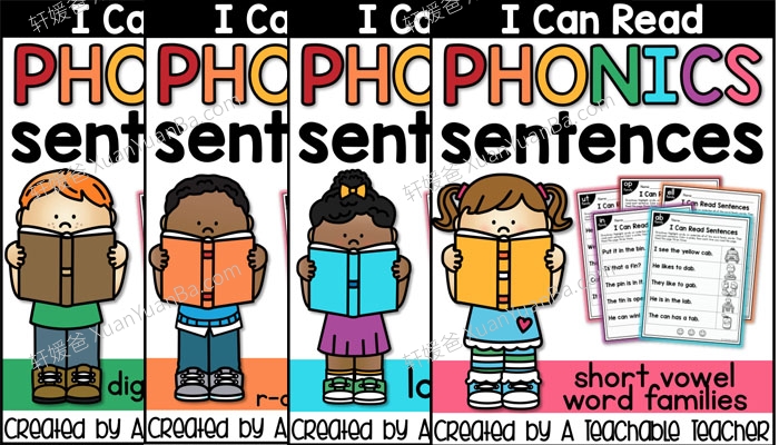 《I Can Read PHONICS SENTENCES》自然拼读阅读练习纸4册PDF 百度云网盘下载