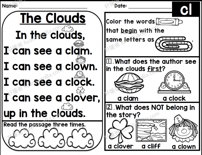 《Kindergarten Phonics Reading Comprehension Passages and Questions ALL YEAR》自然拼读阅读理解小短文练习册6本 PDF百度云网盘下载
