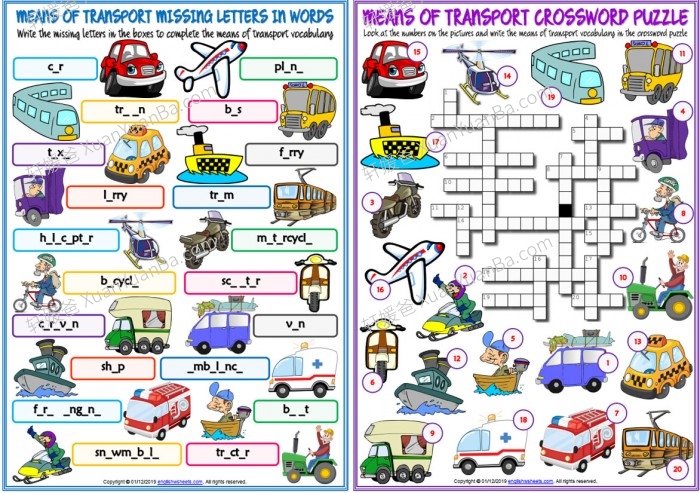 《Means of transport 》交通工具活动练习纸8套含答案PDF 百度云网盘下载
