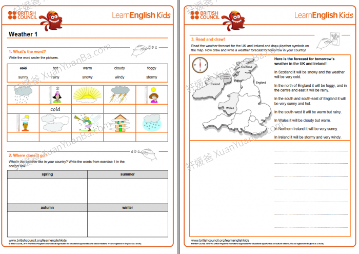 《Learn The Weather Vocabulary》天气主题词汇练习纸闪卡+视频PDF 百度云网盘下载