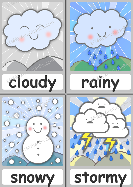 《Learn The Weather Vocabulary》天气主题词汇练习纸闪卡+视频PDF 百度云网盘下载