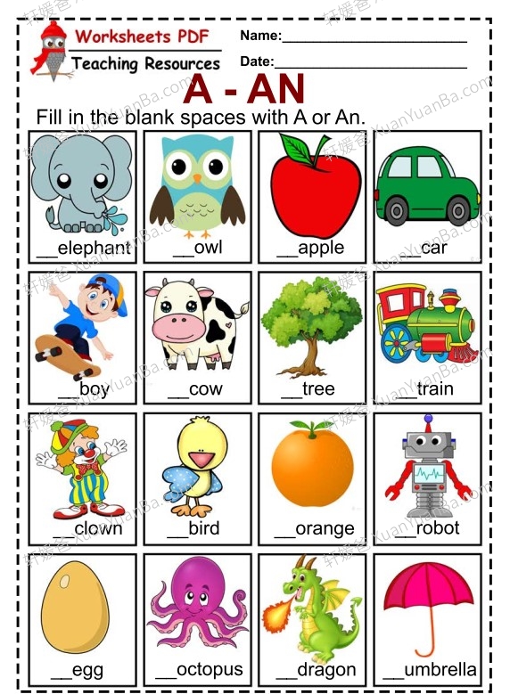 《“an”和"a"》语法专项训练习纸PDF 百度云网盘下载