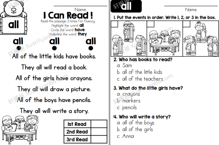 《SightWord Reader and Comprehension》高频词英语阅读理解3册PDF 百度云网盘下载