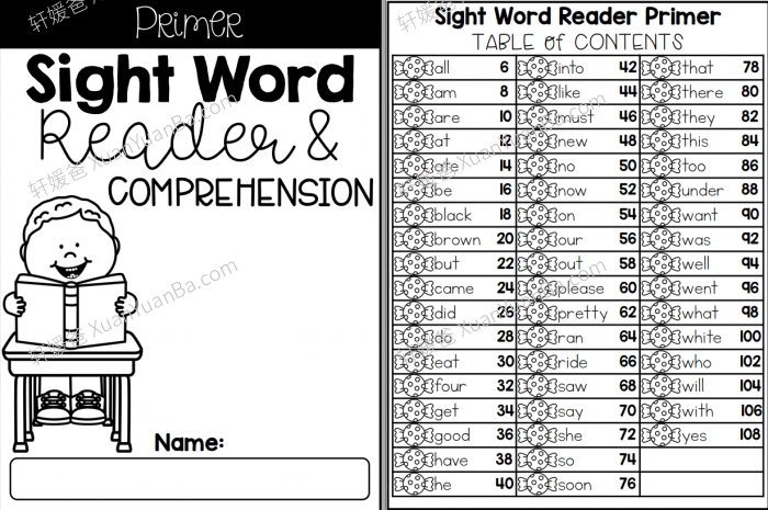 《SightWord Reader and Comprehension》高频词英语阅读理解3册PDF 百度云网盘下载