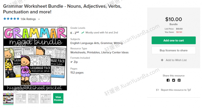 《Grammar Worksheet Bundle》语法练习册3册PDF 百度云网盘下载