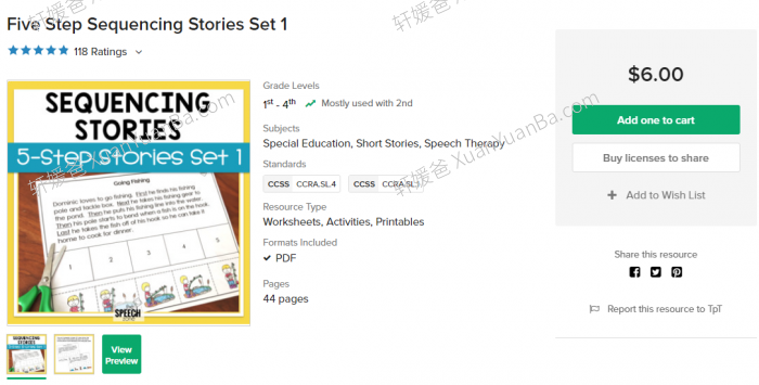 《Five Step Sequencing Stories》2份英语启蒙阅读理解活动册PDF