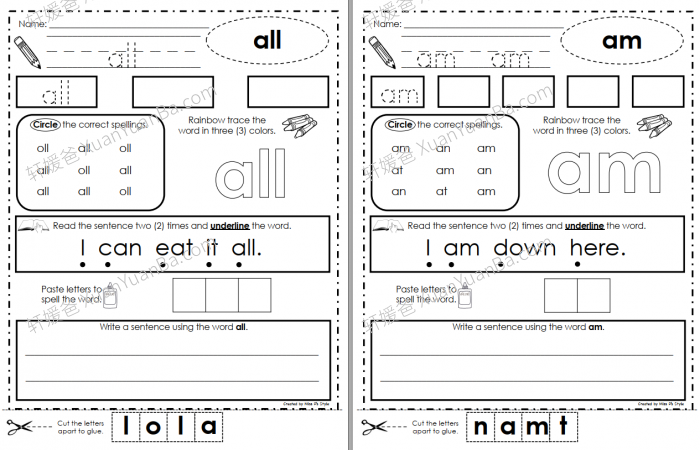 《Sight Word Worksheets Bundle》全四册高频词英文练习册4册PDF 百度云网盘下载