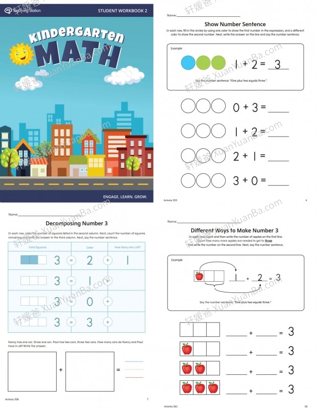 《Kindergarten Math》 幼儿园数学启蒙基础英文练习册带答案PDF 百度云网盘下载