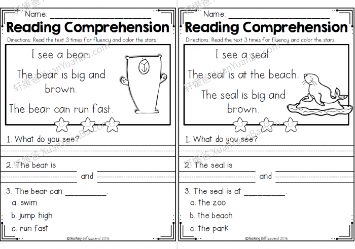《Kindergarten Reading Comprehension》小学英文启蒙阅读理解练习册共三册PDF 百度云网盘下载