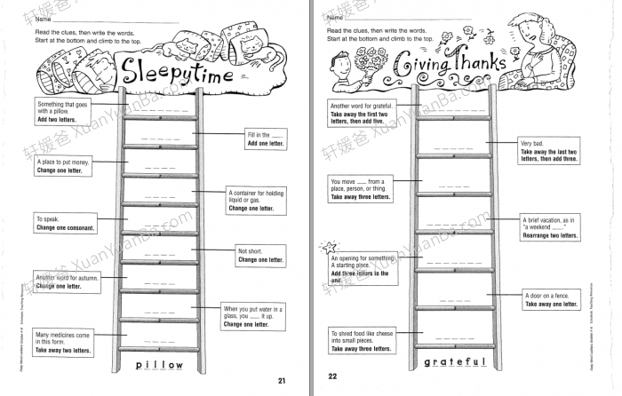《Scholastic Daily Word Ladders》四册学乐爬梯词汇英文练习册PDF 百度云网盘下载
