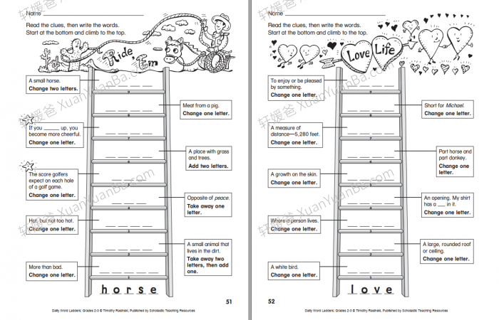 《Scholastic Daily Word Ladders》四册学乐爬梯词汇英文练习册PDF 百度云网盘下载