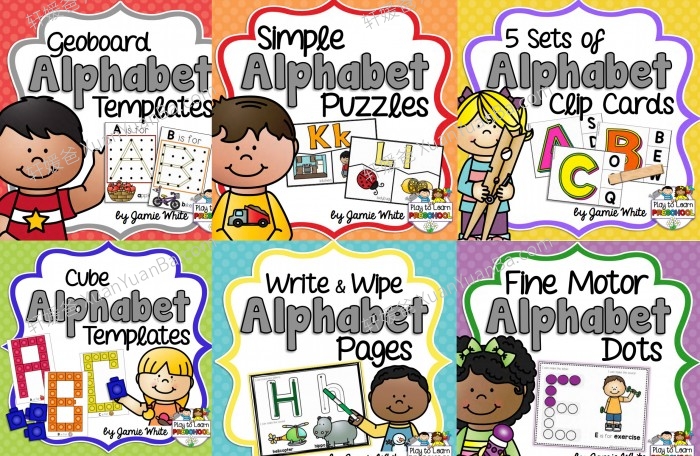 《Alphabet Centers》六册英文字母闪卡幼小启蒙学习包 百度云网盘下载