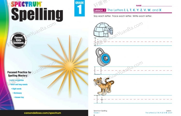 《Spectrum Spelling GK-G6》幼儿园到六年级光谱拼写练习册7套PDF 百度云网盘下载