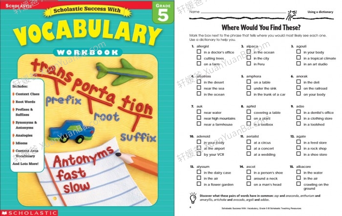 《Success With Vocabulary1-5》小学生词汇英文练习册5册PDF 百度云网盘下载