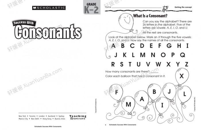 《Scholastic Success自然拼读练习系列》学乐元音辅音4册练习册PDF百度云网盘下载