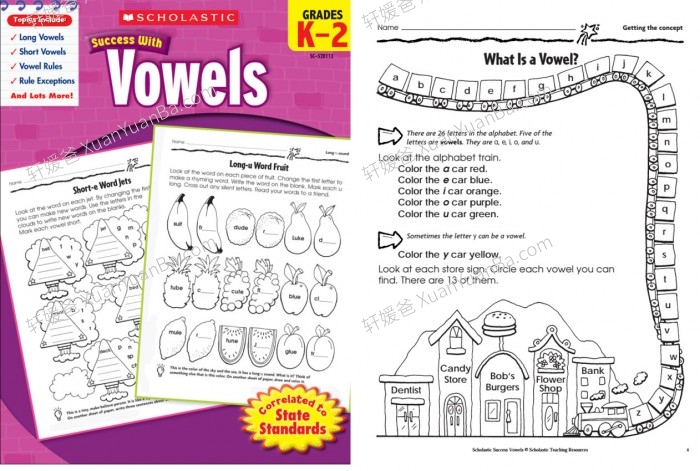 《Scholastic Success自然拼读练习系列》学乐元音辅音4册练习册PDF百度云网盘下载