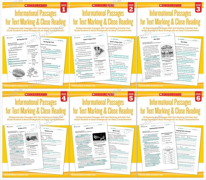 《SHOLASTIC Marking Close Reading G2-G6》美国小学学乐深度阅读技巧练习册PDF 百度云网盘下载