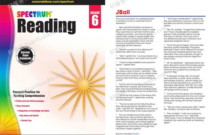 《Spectrum Reading GK-G8》美国小学光谱阅读理解练习册PDF 百度云网盘下载