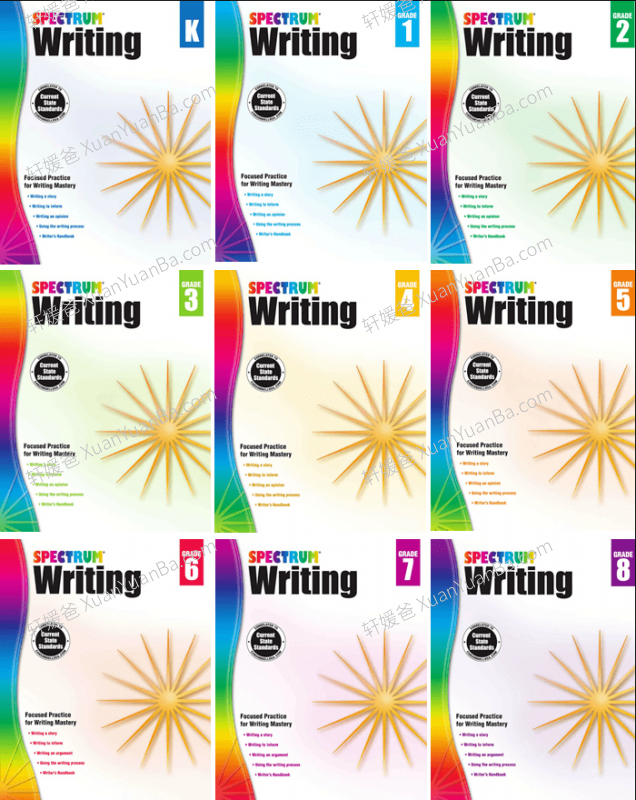 《Spectrum Writing Wrokbook K-8》小学初中高中光谱英文写作练习册全9册PDF 百度云网盘下载