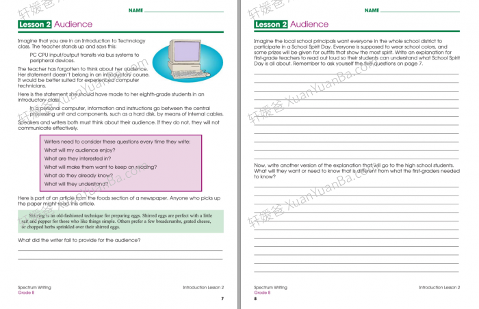 《Spectrum Writing Wrokbook K-8》小学初中高中光谱英文写作练习册全9册PDF 百度云网盘下载