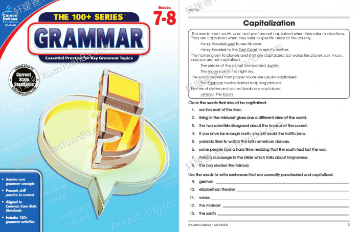 《The 100 SERIES Grammar  G1-G8》美国小学英文语法练习册PDF 百度云网盘下载