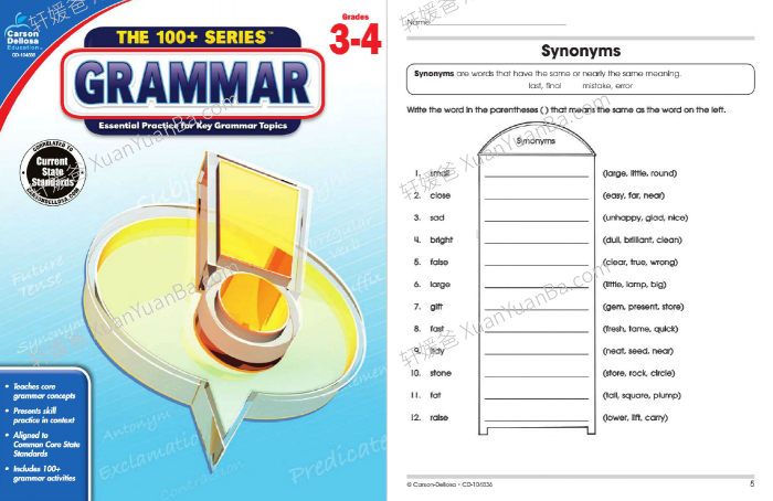 《The 100 SERIES Grammar  G1-G8》美国小学英文语法练习册PDF 百度云网盘下载