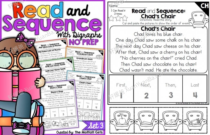 《阅读排序 Read and Sequence NO PREP Packet》英文阅读理解排序练习册PDF 百度云网盘下载