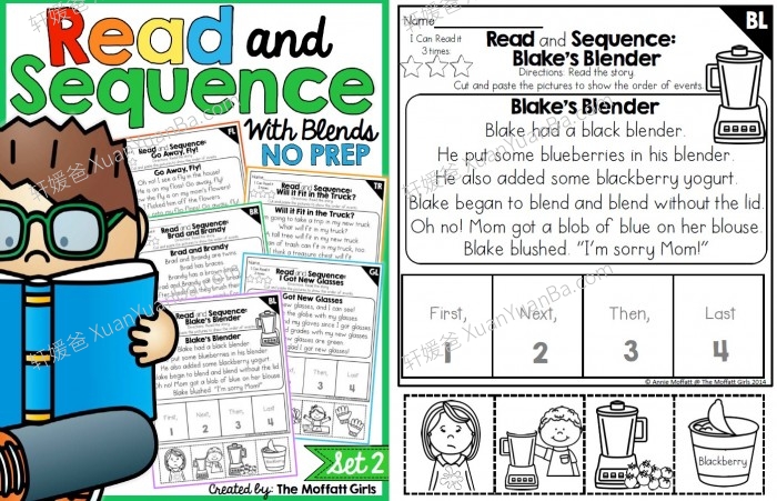 《阅读排序 Read and Sequence NO PREP Packet》英文阅读理解排序练习册PDF 百度云网盘下载