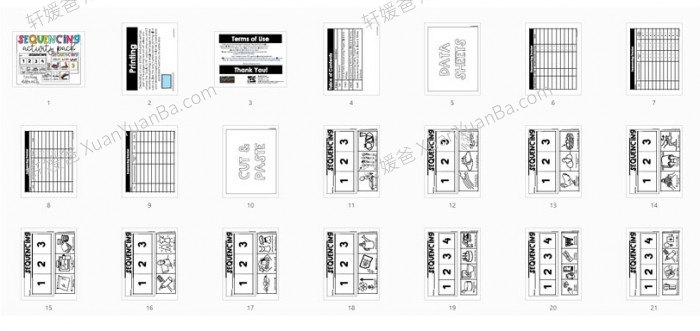 《英文排序 Sequencing Bundle》11个主题英文手工排序练习PDF 百度云网盘下载