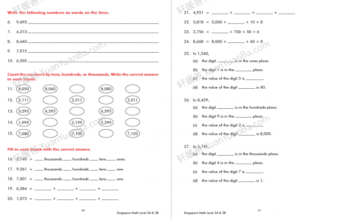 《新加坡小学数学 Singapore Math G1-G4》新加坡高效数学英文练习册PDF 百度云网盘下载