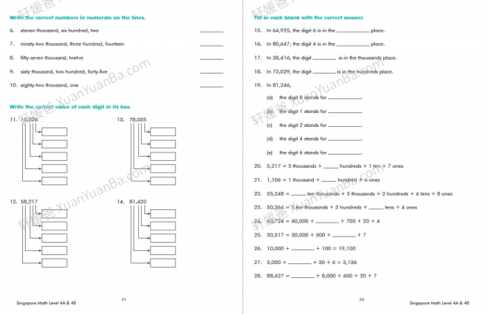 《新加坡小学数学 Singapore Math G1-G4》新加坡高效数学英文练习册PDF 百度云网盘下载