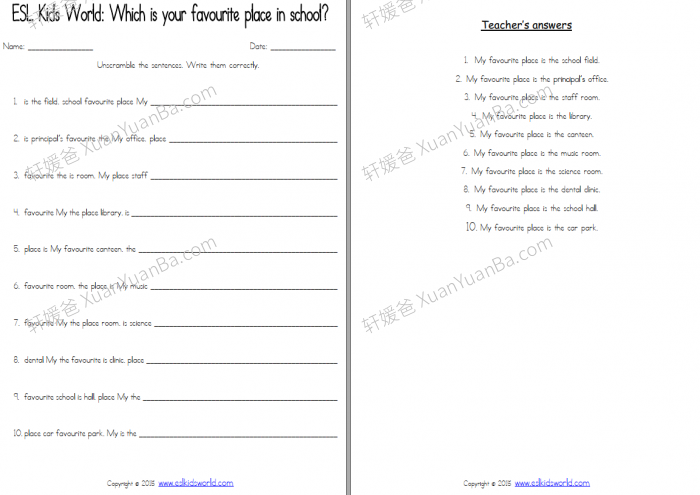 《学校主题词汇 In School Worksheets》 小学学校专项词汇练习9份PDF 百度云网盘下载