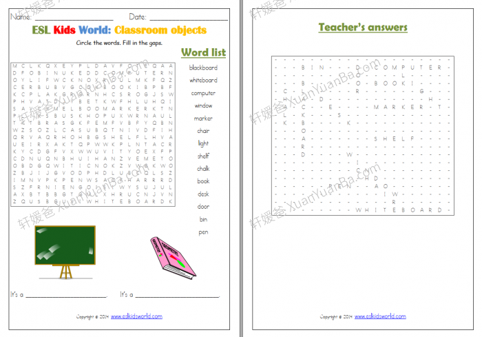 《学校主题词汇 In School Worksheets》 小学学校专项词汇练习9份PDF 百度云网盘下载