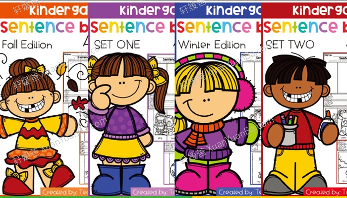 《Kindergarten Sentence Building THE BUNDLE》低幼单词排序英文写作练习册11册PDF 百度云网盘下载