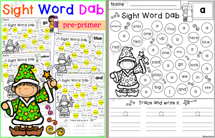 《高频词 Sight Word Dab Bundle》查找高频词涂色书写作业纸3册PDF 百度云网盘下载