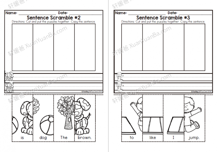 《Kindergarten Sentence Building THE BUNDLE》低幼单词排序英文写作练习册11册PDF 百度云网盘下载