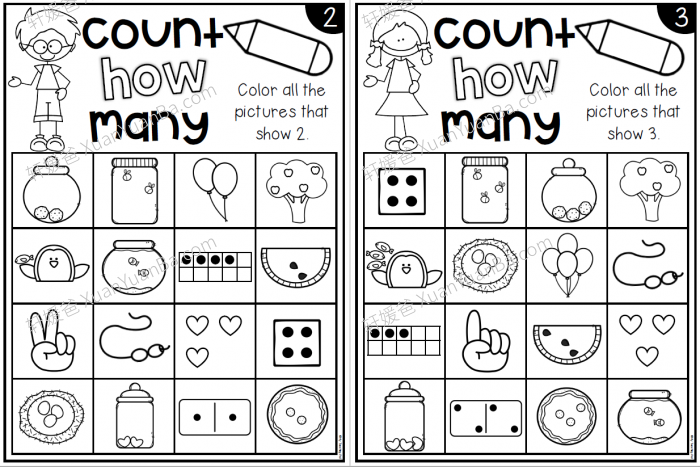 《Numbers to 20 Worksheets》学前数字启蒙综合练习作业纸4份PDF 百度云网盘下载