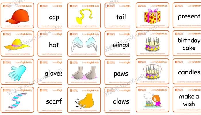 《Learn ENGLISH Kids系列闪卡》30份主题闪卡PDF 百度云网盘下载