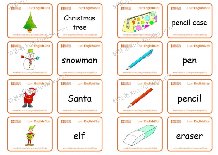 《Learn ENGLISH Kids系列闪卡》30份主题闪卡PDF 百度云网盘下载