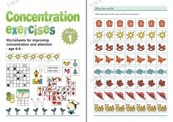 《Concentration Exercises For Kids》2册儿童专注力练习册附答案PDF 百度云网盘下载