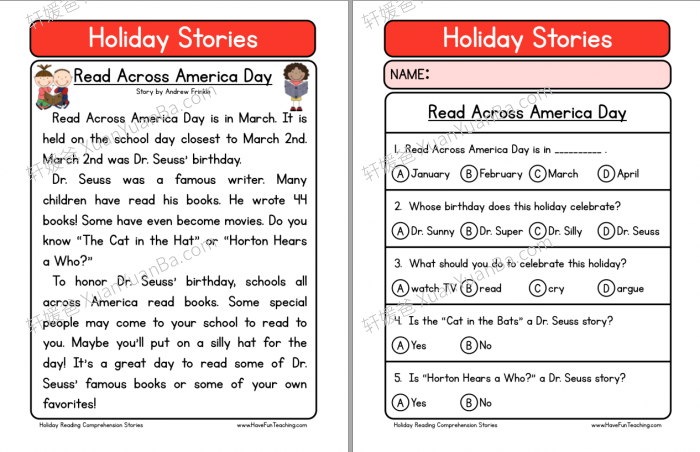 《阅读理解 Reading Comprehension》六大主题小学英文故事练习册PDF 百度云网盘下载